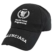 BALENCIAGA 巴黎世家 612955 WFP聯名電繡LOGO棉質棒球帽.黑