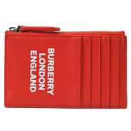 BURBERRY 8057852 燙印LOGO拉鍊5卡零錢包.紅