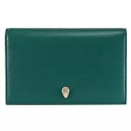 BVLGARI 寶格麗 292838 金屬蛇頭小牛皮寬版對開零錢長夾.綠/紫