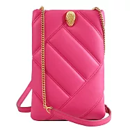 BVLGARI 寶格麗 293115 金屬蛇頭絎縫小牛皮斜背包/手機包.桃紅