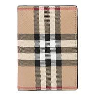 BURBERRY 8055268 經典格紋印花對開隨身卡片夾.卡其