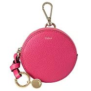 CHLOE ALPHABET 繩結LOGO吊墜鑰匙扣圓餅零錢包.桃紅