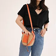 CHLOE x Mifuko聯名束口肩斜背草編水桶包.橘