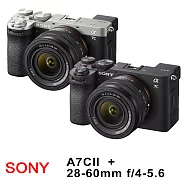 【SONY 索尼】A7CII A7C2 ILCE-7CM2+FE28-60mm全片幅相機*(平行輸入)~送SD128G+專屬鋰電池+座充+雙鏡包+大型腳架+大吹球+清潔組 無 B
