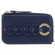 CHLOE DARRYL 小牛皮L型卡片零錢包.深藍