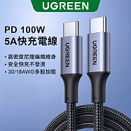 綠聯 PD 100W 5A快充電線/傳輸線Type-C對Type-C金屬殼編織線(2公尺)