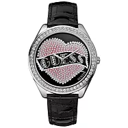 GUESS 刺青客愛之甜點時尚晶鑽腕錶-黑-W70018L2