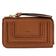 CHLOE MARCIE 小牛皮L型卡片零錢包.焦糖棕