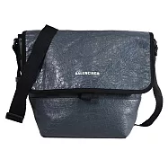BALENCIAGA 巴黎世家 620259 經典LOGO小羊皮斜背郵差包.海軍藍