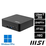 msi微星 Cubi NUC AI+ 3MG-010TW 黑 迷你桌機 (Ultra 7 355/16G/1T SSD/Win11Pro/黑)