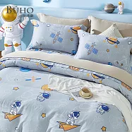 《BUHO》60支100%TENCEL™純天絲™全鋪棉兩用被冬包組-雙人 《星際飛航-灰》
