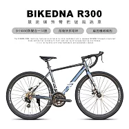BIKEDNA R300 鋁合金彎把甩把公路車搭載日本SHIMANO,煞變合一 14速線控碟剎前後快拆培林大盤 競速碟煞彎把破風跑車- 藍色