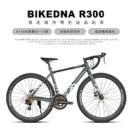 BIKEDNA R300 鋁合金彎把甩把公路車搭載日本SHIMANO,煞變合一 14速線控碟剎前後快拆培林大盤 競速碟煞彎把破風跑車- 綠色