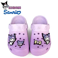 【HELLO KITTY】童鞋 KUROMI 酷洛米 洞洞鞋 雨鞋 穆勒鞋 布希鞋 涼拖鞋 兩穿 防水 輕量 厚底 35 紫色