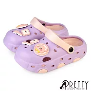 【Pretty】童鞋 男女童 洞洞鞋 雨鞋 布希鞋 穆勒鞋 涼拖鞋 兩穿 防水 輕量 厚底 19 紫色