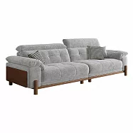 IDEA-愜意慵懶三段調節頭枕三人絨布沙發/200CM 可客製