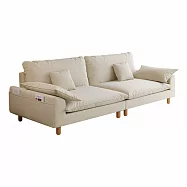 IDEA-寧意慵懶可拆靠墊加大三人絨布沙發/240CM 可客製