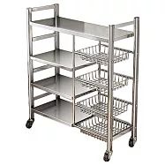 【居家cheaper】SUS304不鏽鋼尊鋼Pro四板三籃KC電器置物架 L07-80108-3SD/推車/廚房架/書架/玩具架/置物架/收納架/鐵架 不鏽鋼304