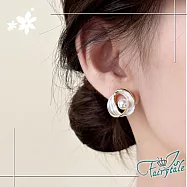 【伊飾童話】輕奢典雅 莫比烏斯天然珍珠環繞耳針耳環 輕奢典雅