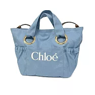 Chloe 經典刺繡LOGO帆布托特兩用包 牛仔藍