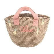 Chloe 刺繡LOGO草編手提包 橙色