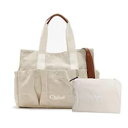 Chloe 經典品牌LOGO帆布兩用包- 象牙白