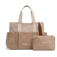 Chloe 經典品牌LOGO帆布兩用包- 米色