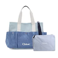 Chloe 經典品牌LOGO帆布兩用包- 牛仔藍