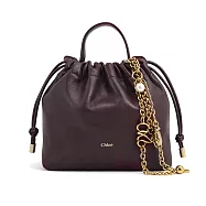Chloe Mini Icons羊皮抽繩水桶包- 酒紅