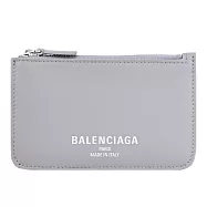 BALENCIAGA 巴黎世家 810902 燙銀LOGO小牛皮拉鍊零錢卡包.灰