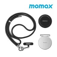 Momax 摩米士 1-Vibe Go 迷你磁吸支架無線音箱掛繩套裝組 黑色