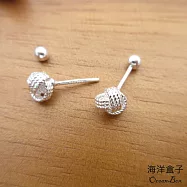 【海洋盒子】6mm可愛交錯毛線球設計S999純銀耳環.轉珠耳環