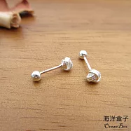 【海洋盒子】4mm可愛交錯毛線球設計S999純銀耳環.轉珠耳環 4mm