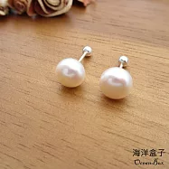【海洋盒子】8mm優雅天然淡水珍珠S999純銀耳環.轉珠耳環