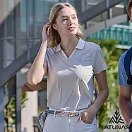 【ATUNAS 歐都納】女款ATUNAS-TEX短袖V領POLO衫/吸濕排汗/防曬透氣/素面大尺碼A2PS2606W- S 米卡