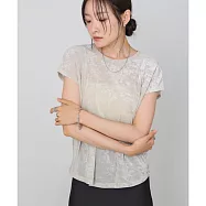 日本 Bab | 薄絲絨短袖上衣T恤 | 光澤柔和透明度適中 | 法式袖遮手臂 | 涼爽觸感春夏必備單品 5521102 FREE 象牙白