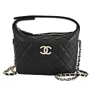 CHANEL AP4747 25C Hobo 限定款CC LOGO兩用鍊包.黑/淡金