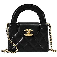 CHANEL AP3435 KELLY 雙C LOGO小牛皮超迷你兩用鍊包.黑/金
