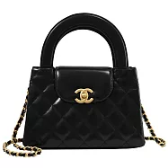 CHANEL AS4416 KELLY 雙C LOGO小牛皮迷你兩用鍊包.黑/金
