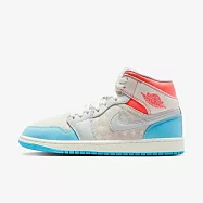 Nike 耐吉 Wmns Air Jordan 1 Mid [IM7420-133] 女 運動休閒鞋 灰白 岩紅 冰藍 24.5cm 白/藍