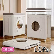 【Life+】巨無霸日式簡約無敵大容量可折疊透視翻蓋防塵收納櫃/收納推車/玩具置物箱_2款任選 氣質灰