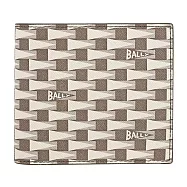 BALLY 6306421 PNT 新款幾何LOGO印花對開8卡短夾.淺棕