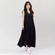 好我_Holly無袖V領口袋背心長洋裝 FREE 黑