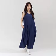 好我_Holly無袖V領口袋背心長洋裝 FREE 深藍