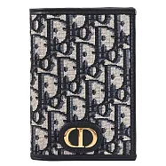 Christian Dior 30 Montaigne 滿版緹花對開護照夾.深藍