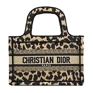 Christian Dior Book Tote Mini 豹紋緹花手提小托特包.黑邊