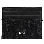 Christian Dior OBLIQUE 滿版LOGO緹花六卡隨身卡夾.黑