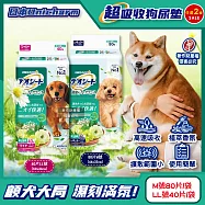 (2袋任選超值組)日本Unicharm嬌聯-消臭大師高速吸收乾爽舒適森林香雙消臭狗尿墊(植萃芳香柔和色調寵物尿布墊,定點訓練防外漏髒腳犬用廁所) 80片M號(44x32cm)*2袋