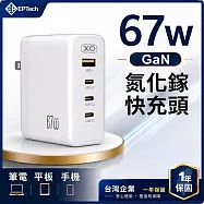 67W氮化鎵 USB Type C 4口充電器 筆電/平板/手機 快充頭 國際認證BSMI 極致白