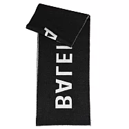 BALENCIAGA 巴黎世家 512732 簡約LOGO印花撞色羊毛長圍巾.黑/白